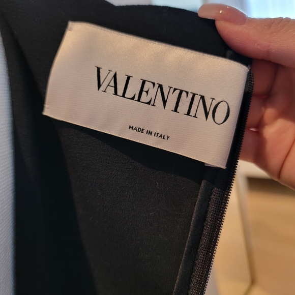 VALENTINO NAVY BLUE MIDI WOOL DRESS - Picture 6 of 8